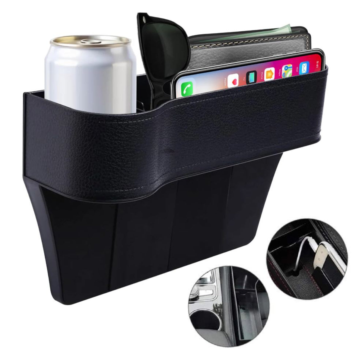 ORGANIZADOR DE ASIENTO CON PORTAVASOS 🚗
