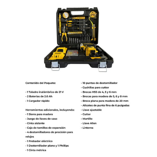 (REMATE DE INVENTARIO) Taladro Inalámbrico DE WALT 20v CON 2 POTENTES BATERÍAS Y 34 ACCESORIOS DE REGALO 🎄🎅🎁  - G