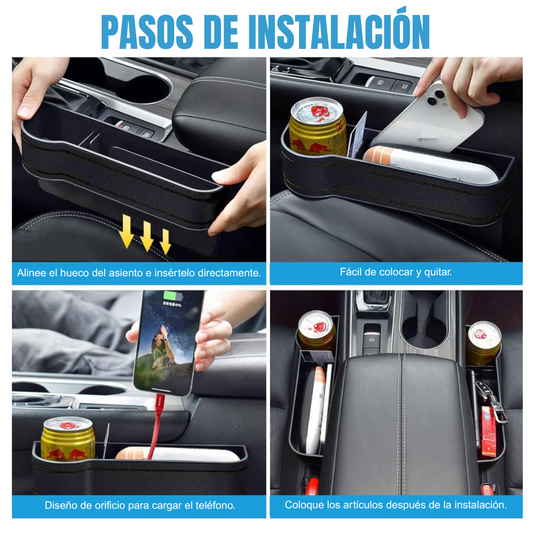 ORGANIZADOR DE ASIENTO CON PORTAVASOS 🚗